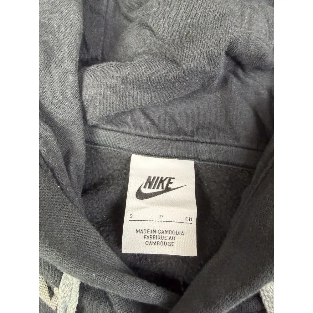 Nike All Over Logo Pullover Hoodie Black Men’s Small Fleece Swoosh Graphic